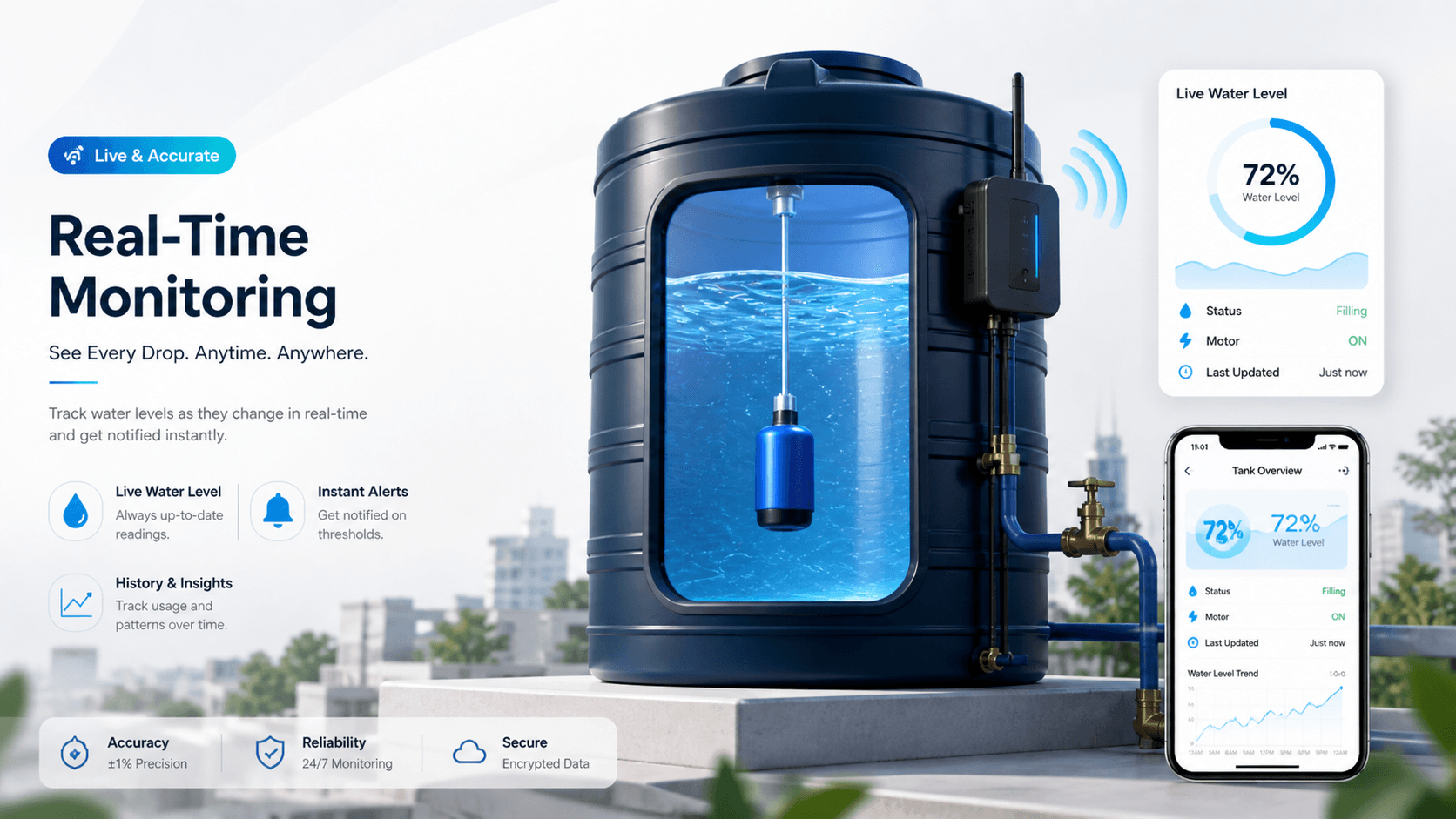 Live & accurate — Real-time monitoring.